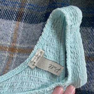 Smocked blue one shoulder tank top from Pull